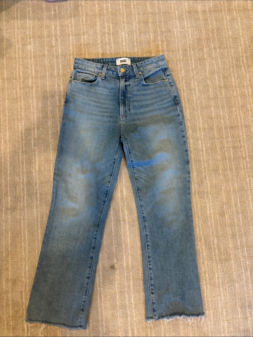 PAIGE High-Rise Straight Leg Jeans in Medium Blue